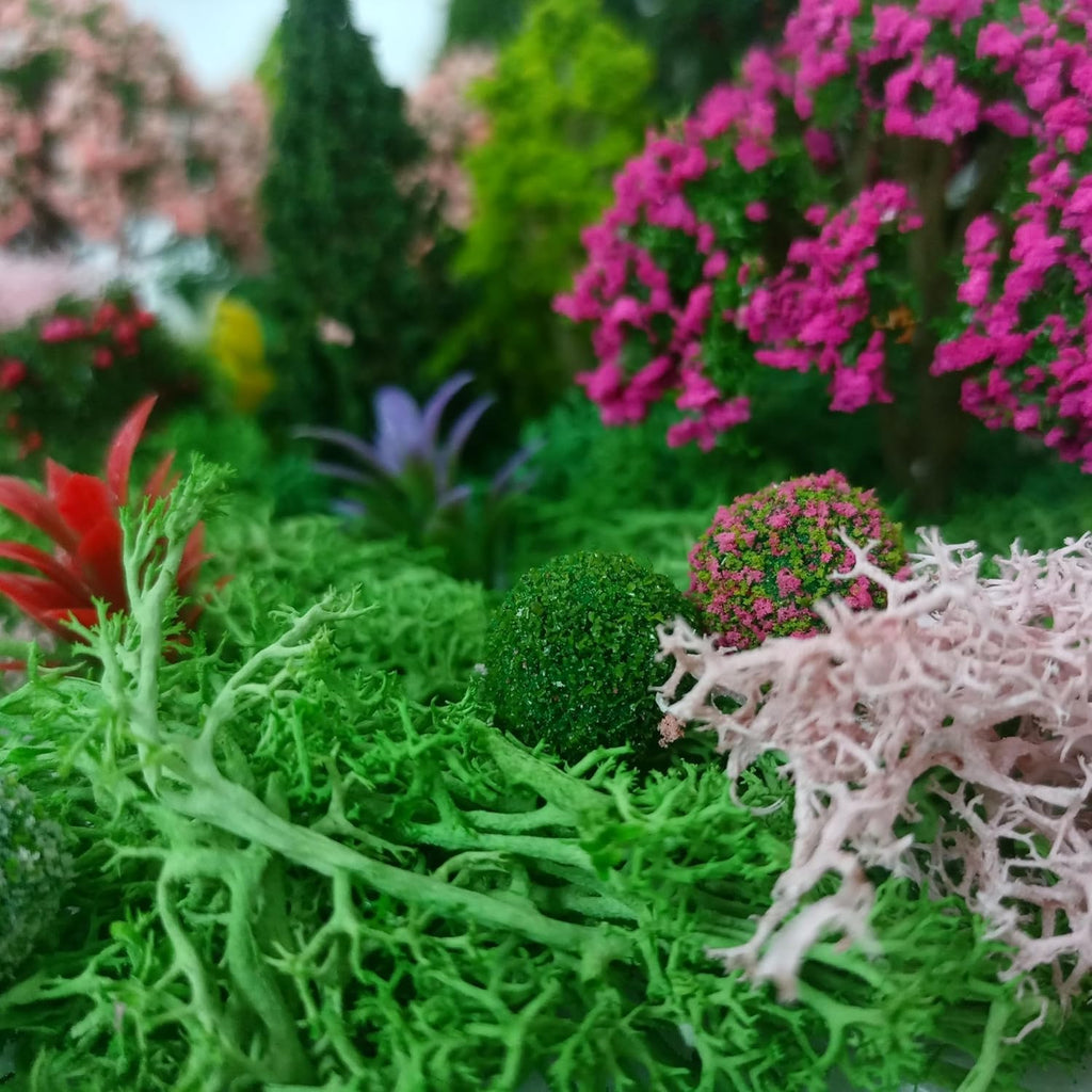 Mixed Model Trees, Model Train Scenery, 37Pcs, Miniature Trees with Moss for Building Model, Natural Green Landscape, Railroad Scenery
