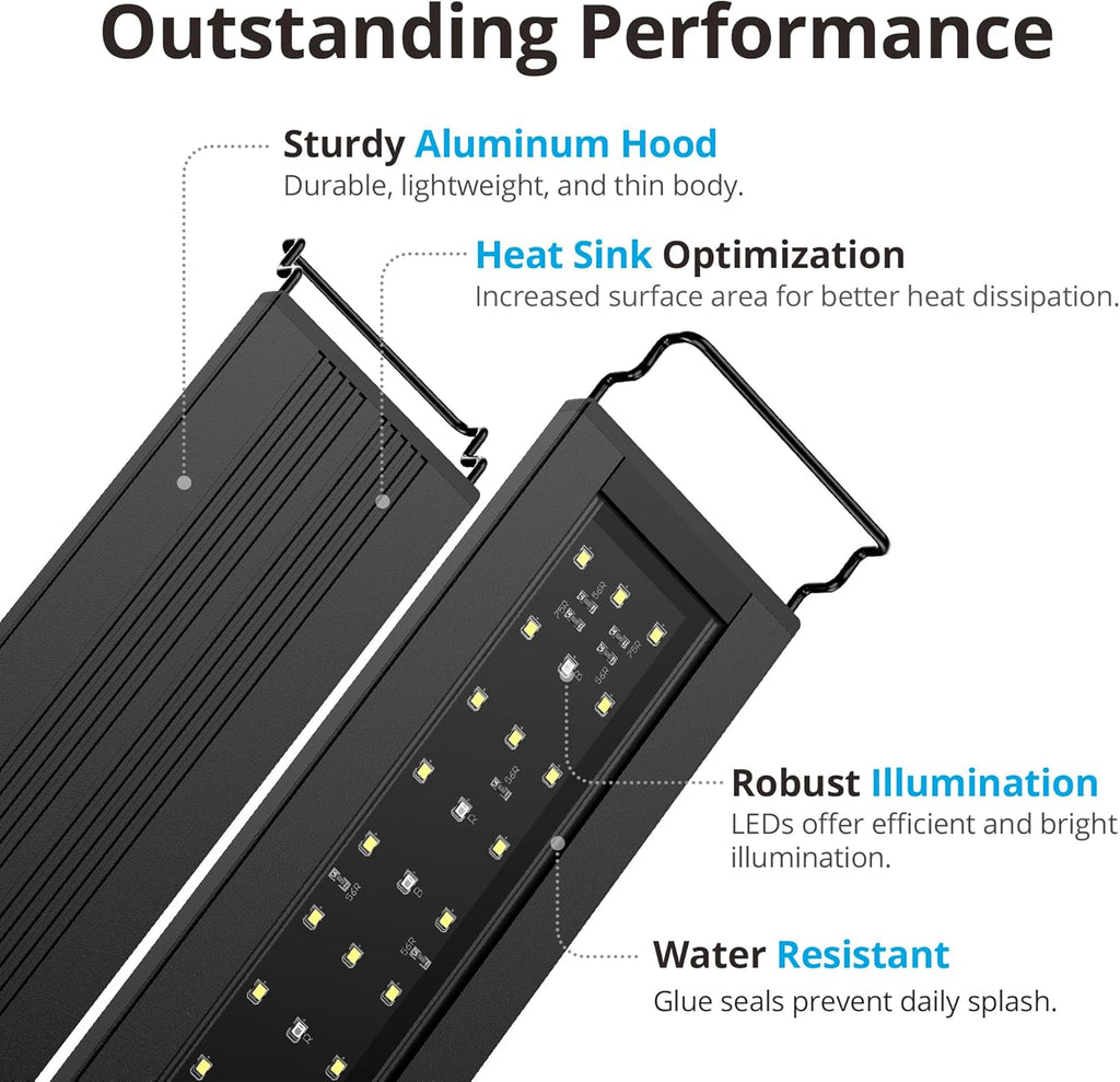 NICREW C10 Plants LED Aquarium Light, 24-30 in, 16 Watts, Full Spectrum Fish Tank Light with Timer, Day and Night Cycle, Brightness Adjustable