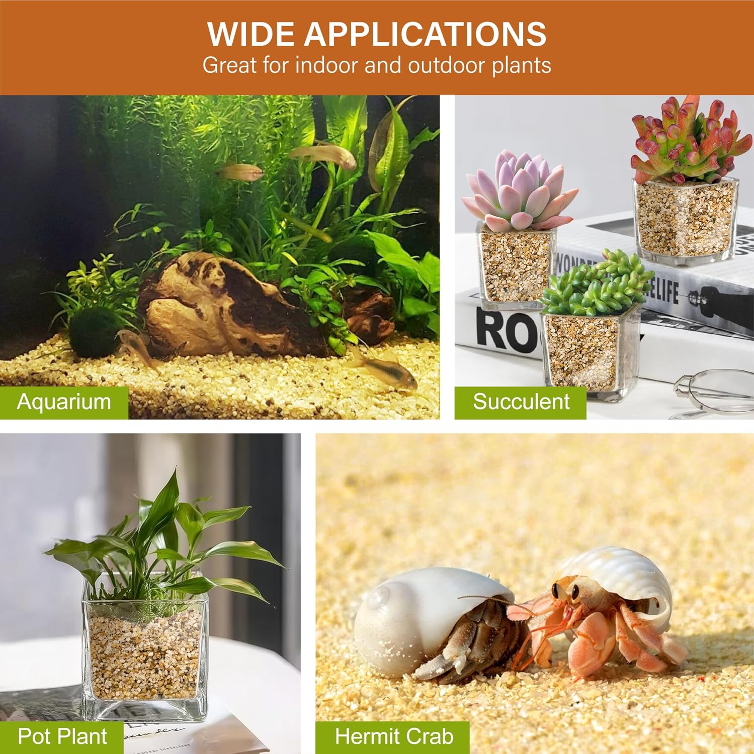 NUPICK 1-3mm Coarse Sand for Plants, 10lb Horticultural Grit for Aquariums, Succulents, Desert Silica Sand for Cactus, Decorative Gravel for Vases Filler, Gold Grit for Bonsai, Landscaping