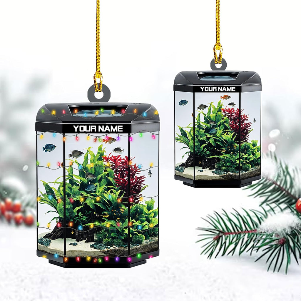 Personalized Aquarium Christmas Ornament, Fish Christmas Ornament, Gift for Fish Lover, Custom Aquarium Christmas Tree Keepsake, Kids First Gift Ideas, Pet Kids Ornament (AFT2)