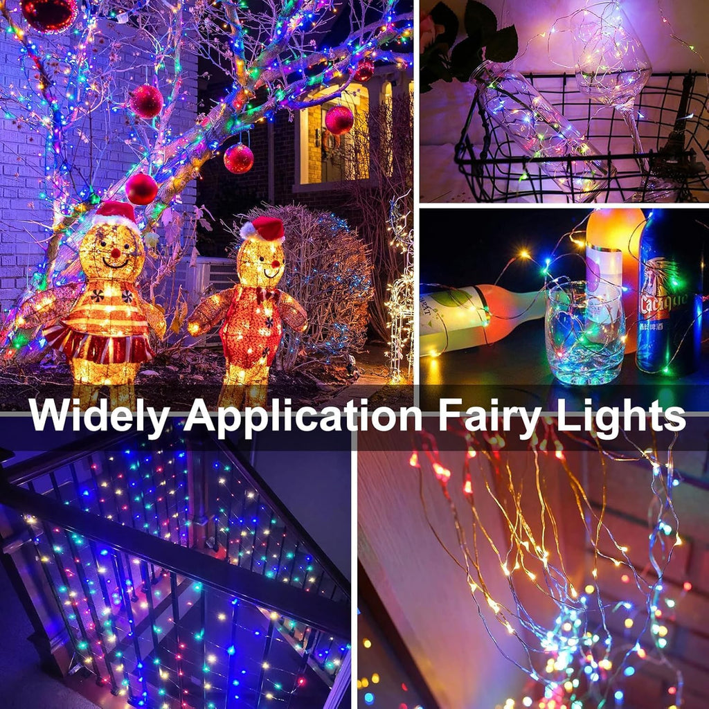 33Ft String Lights Battery Operated with Remote Control Timer, 100LED 4 Pack Waterproof 8 Modes Copper Wire Twinkle Fairy Lights for Bedroom Indoor Outdoor Wedding Dorm Christmas Decorations