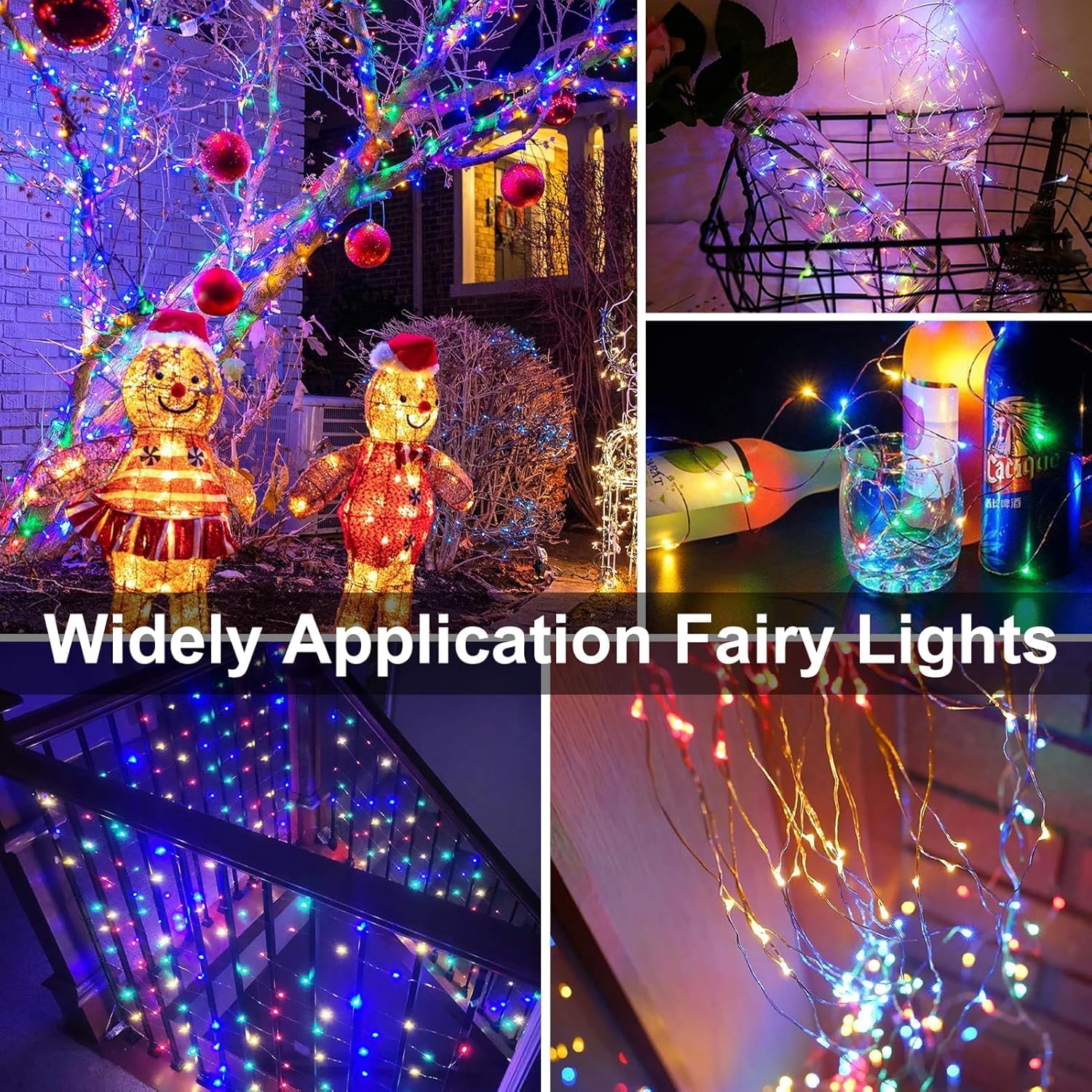 33Ft String Lights Battery Operated with Remote Control Timer, 100LED 4 Pack Waterproof 8 Modes Copper Wire Twinkle Fairy Lights for Bedroom Indoor Outdoor Wedding Dorm Christmas Decorations