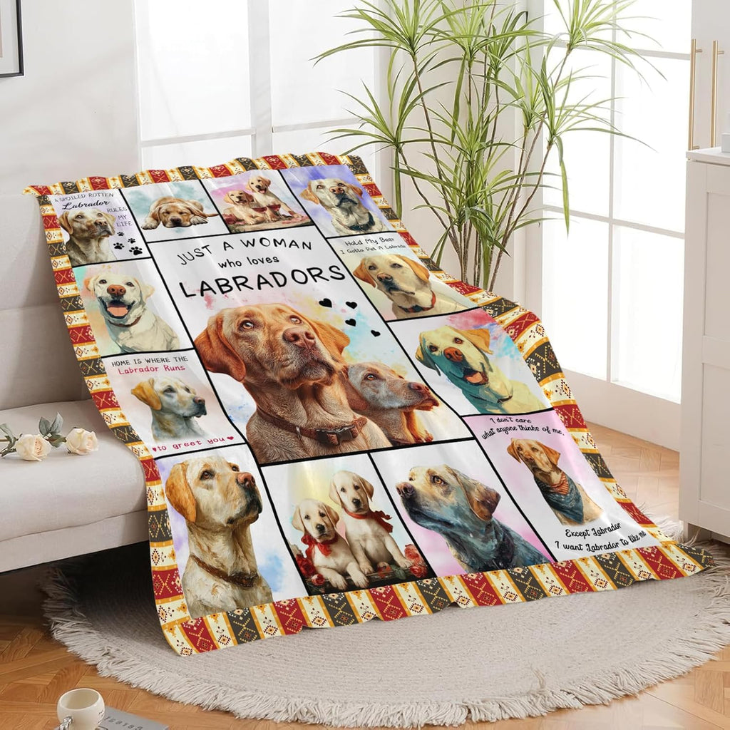 Labrador Throw Blanket Labrador Puppy Stuff Gifts for Dog Lover Kids Girls Boys Adults Women Men Soft Cozy Warm Plush Fluffy Fuzzy Fleece Blanket 60''X80''