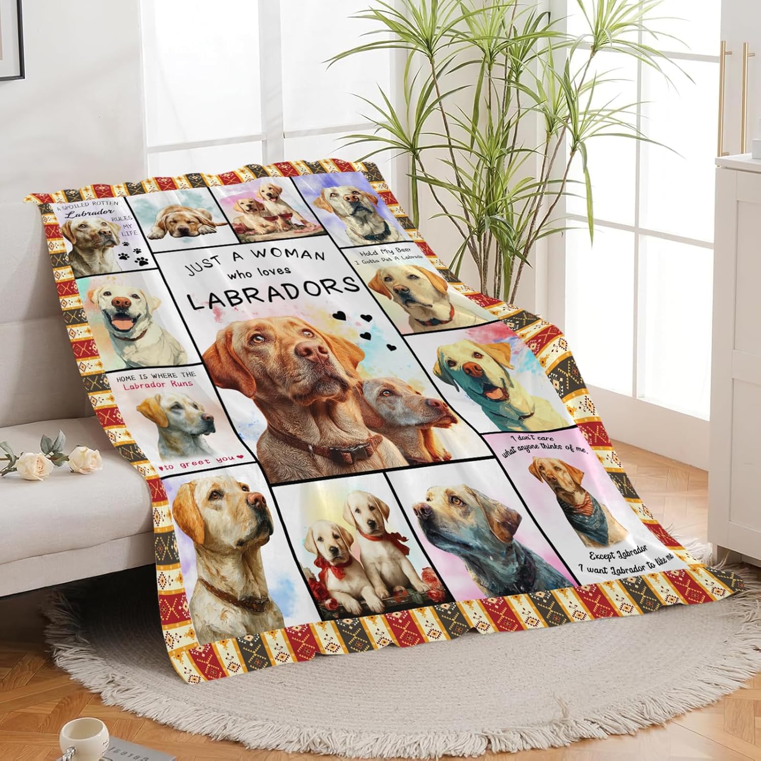 Labrador Throw Blanket Labrador Puppy Stuff Gifts for Dog Lover Kids Girls Boys Adults Women Men Soft Cozy Warm Plush Fluffy Fuzzy Fleece Blanket 60''X80''