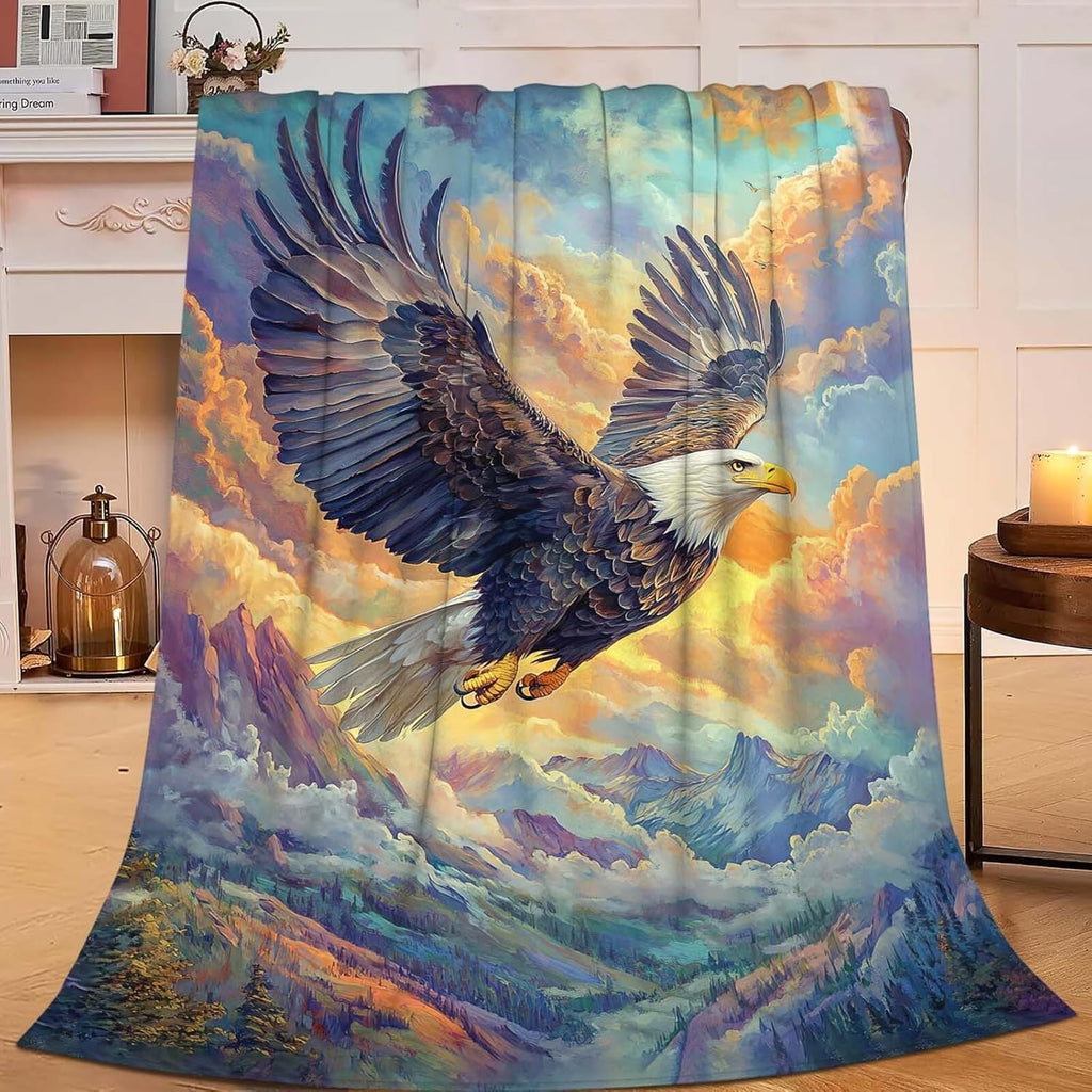 Eagle Throw Blanket Bald Eagle Stuff Gifts for Kids Girls Boys Adults Women Man Soft Cozy Warm Plush Fluffy Fuzzy Fleece Blanket Decor 50''X60''
