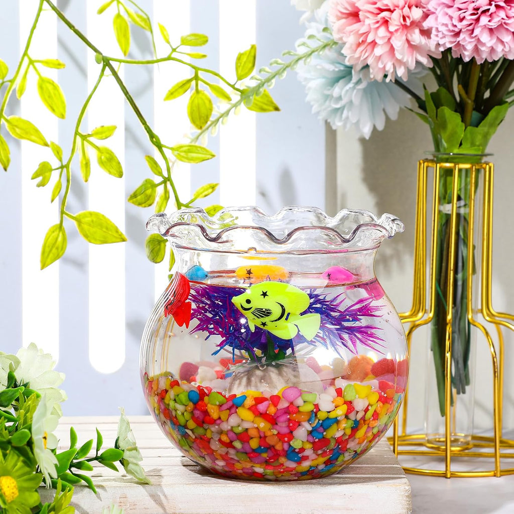 Jexine Fish Tank Accessories, 60 Pcs Floating Fake Fishes 10 Pcs Artificial Plants and 2.75 Pounds Rocks for Household Office Aquarium Tank Decorations