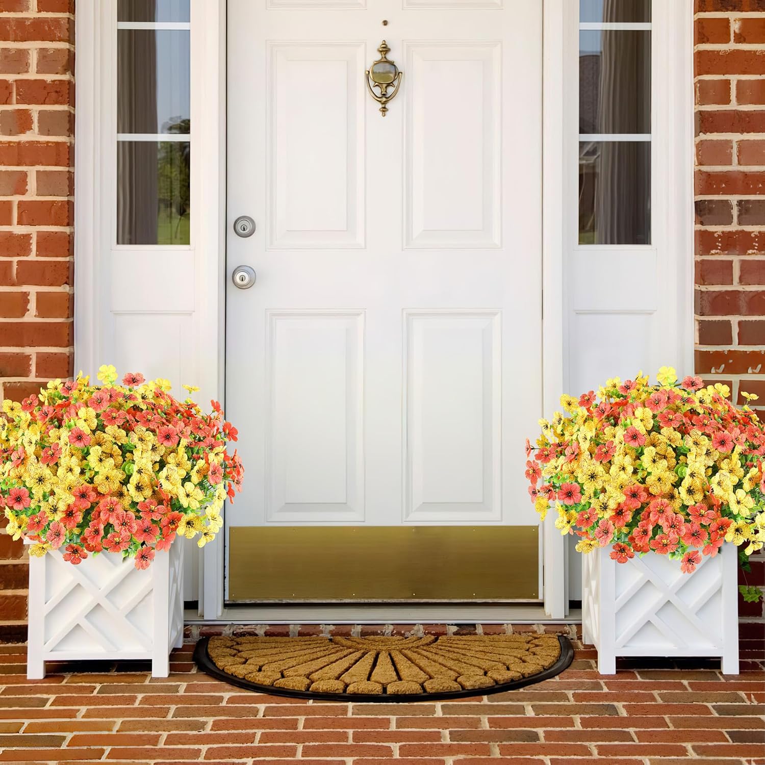 AmyHomie 16 Bundles Artificial Flowers for Outdoor Outside Summer Fall Decoration UV Resistant Faux Flowers No Fade Fake Plastic Plants Garden Porch Window Box Decorating