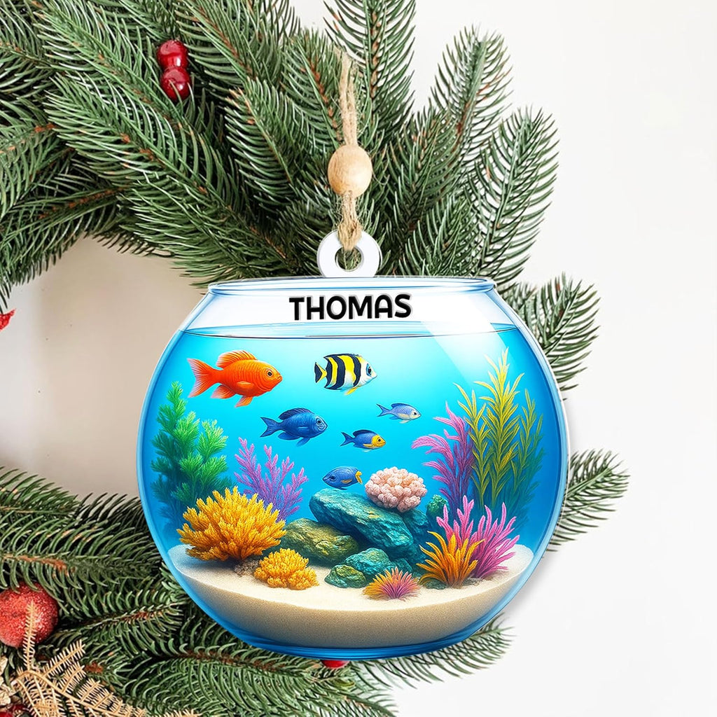 Personalized Aquarium Fish Tank Ornament, Fishes Christmas Ornament, Underwater Aquarium Ornament, Aquarium Decorations for Fish Tank, Gift for Ocean Lovers, Scuba Divers (FT10)