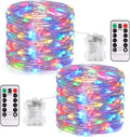 JMEXSUSS 2 Pack Multicolor Fairy Lights Battery Operated, Total 400 LED 132ft Multicolor String Lights with Remote, 8 Modes Christmas Fairy Lights for Bedroom Patio Garden Deck Christmas Decorations