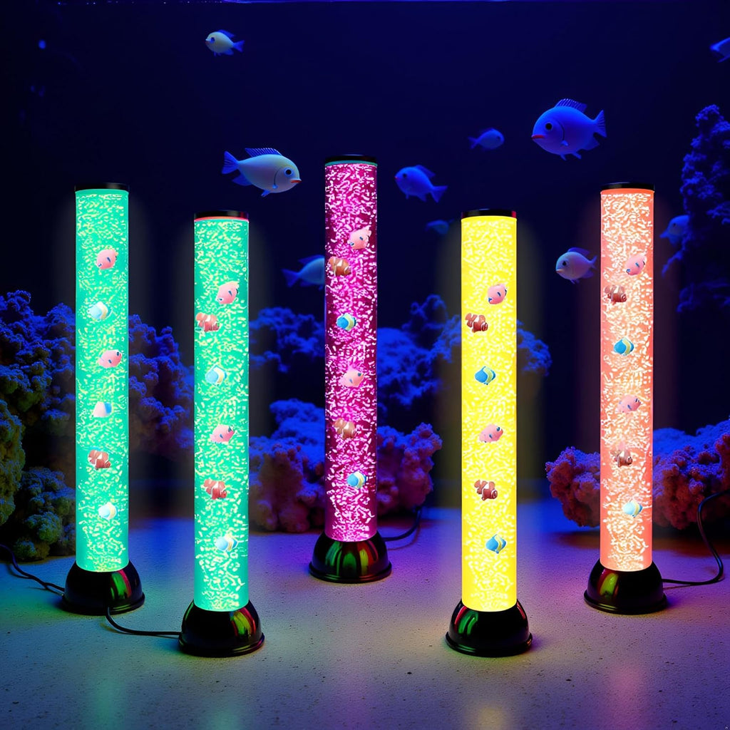Lightahead Extra Large 32 Inches LED Fantasy Bubble Fish Tube Fake Aquarium with 7 Color Light Effects. The Ultimate Sensory Lamp.