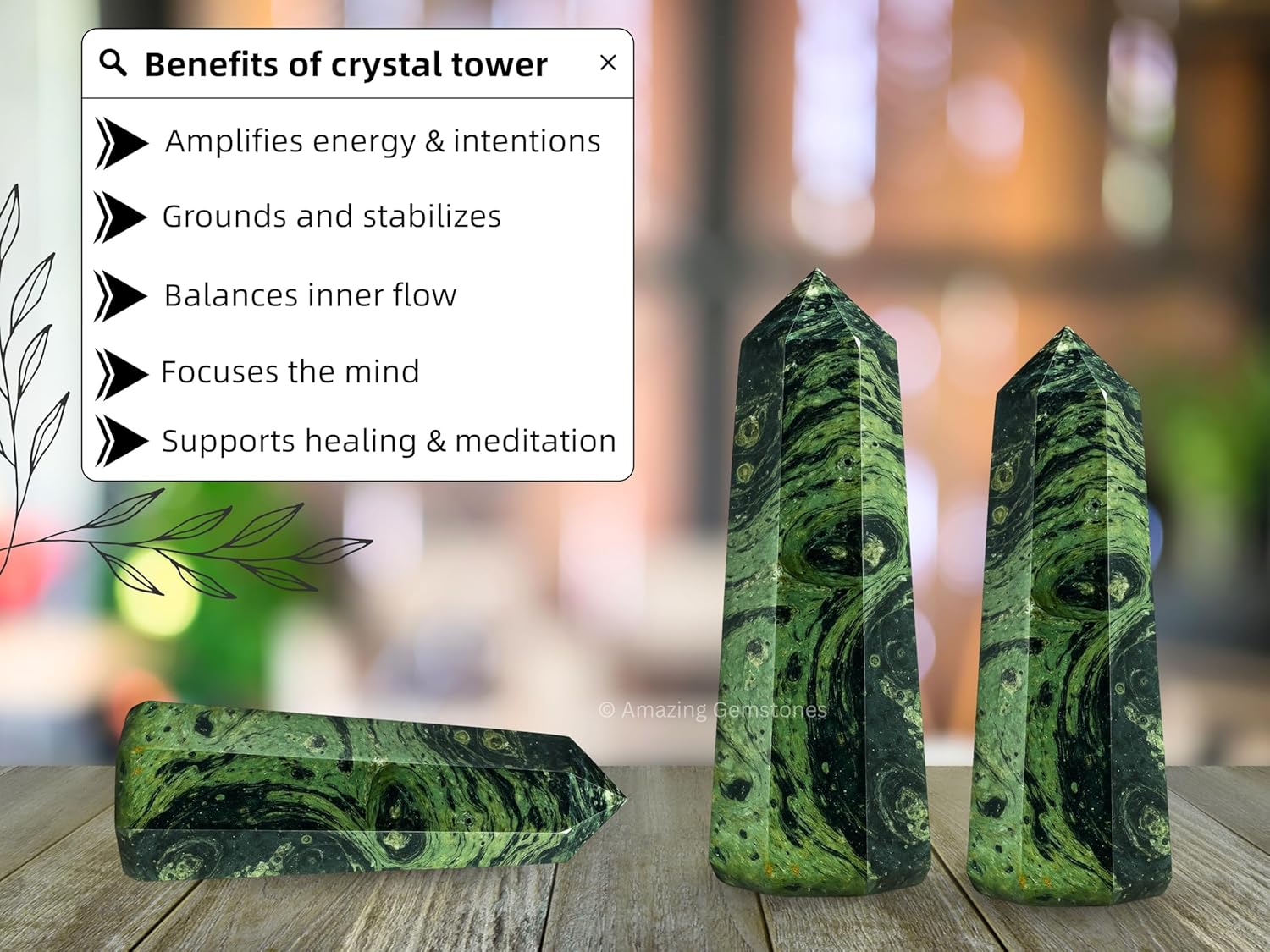 Amazing Gemstone Kambaba Jasper Crystal Towers - Natural Healing Crystal Point Obelisk for Reiki Healing and Crystal Grid (2 Inch to 3 Inch)