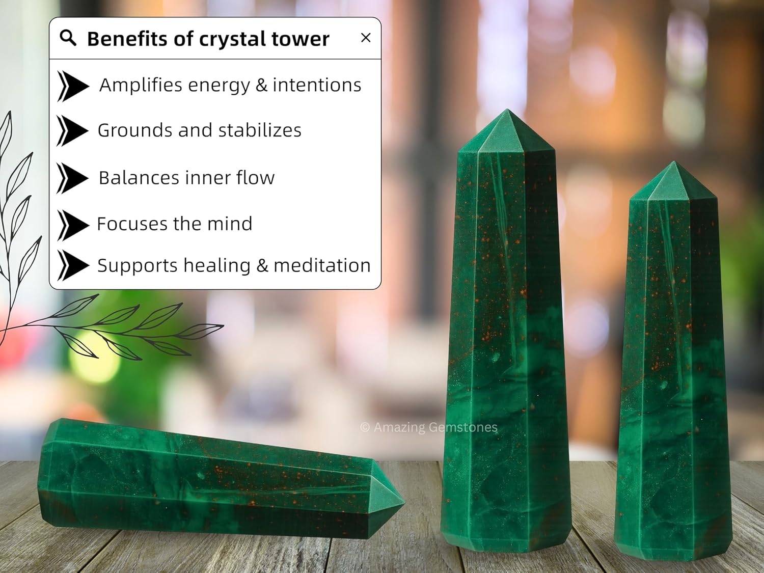 Amazing Gemstone Bloodstone Crystal Towers ~ Natural Healing Crystal Point Obelisk for Reiki Healing and Crystal Grid (3- Inch)
