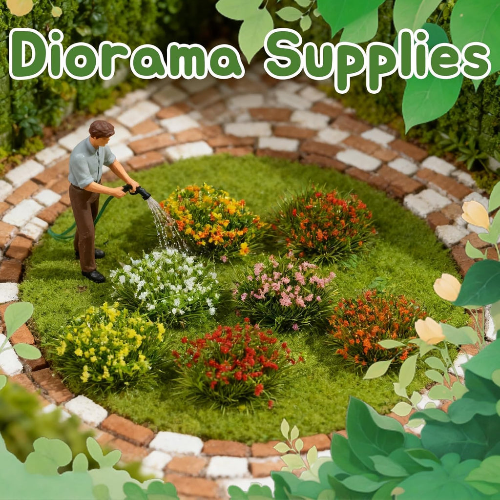 Warmtree 14 Pcs Large Static Grass Bushy Tufts Lowland Shrubs Tuft Terrain Model Kit for Train Landscape Railroad Scenery Sand Military Layout Model Miniature Bases Ho Scale Accessories and Dioramas