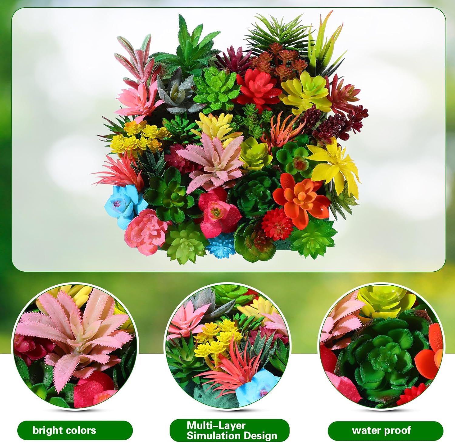 WILLBOND 38 Pcs Christmas Mini Artificial Succulents Small Fake Succulent Plants Faux Assorted Unpotted Realistic Plastic Flowers Picks Stem for DIY Crafting Greenery Garden Home Decor(Cute Style)