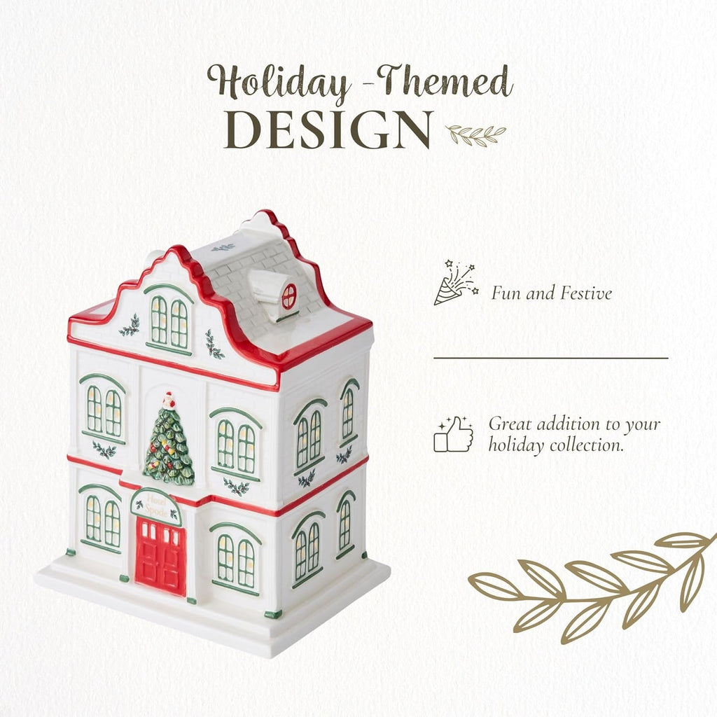Spode Christmas Tree Miniature Village Figural Decoration, LED Lighted Holiday Village Set, Ceramic Holiday Decor - Timeless Dolomite Collectible for Indoor Display (Hotel)
