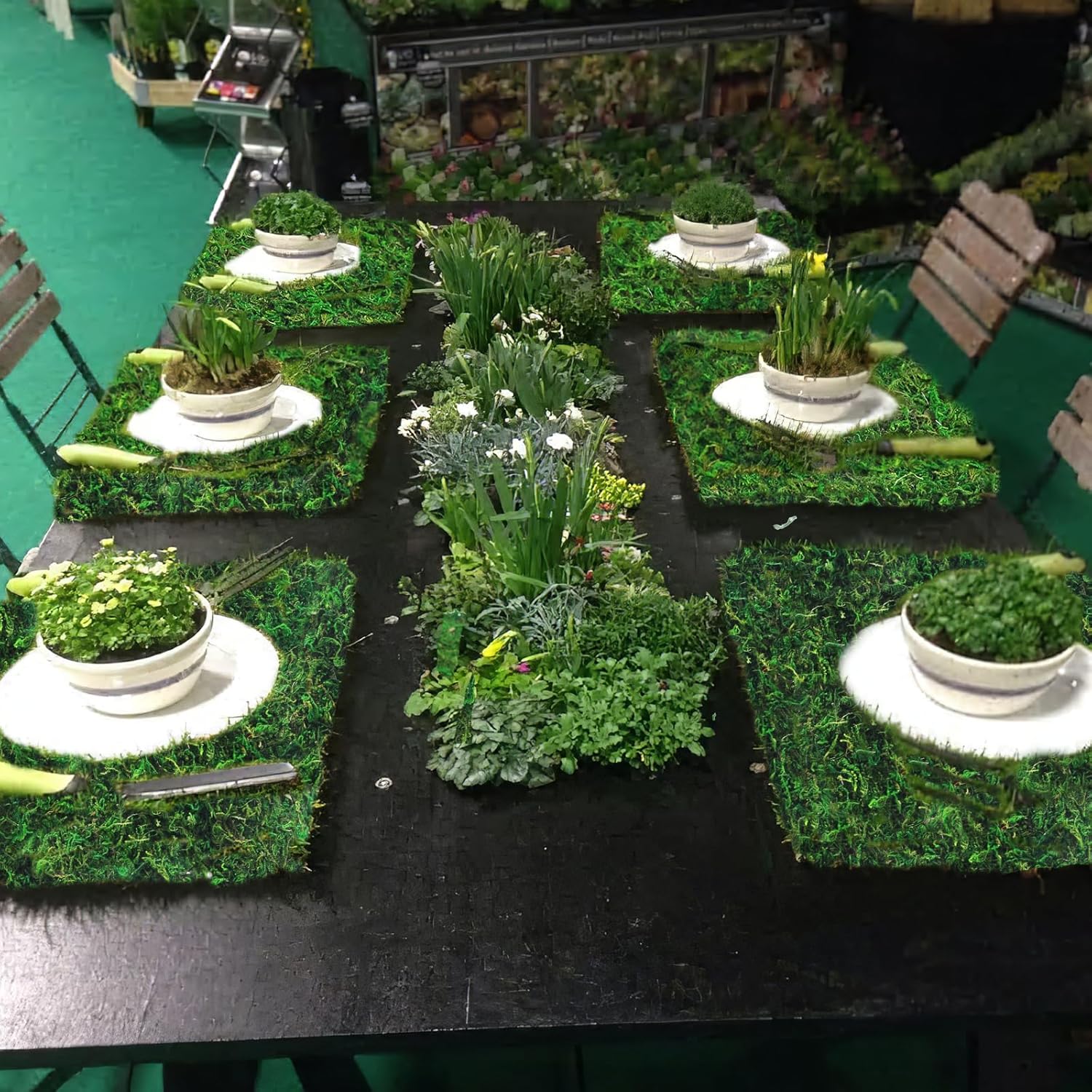FAICOIA 2 Pcs Moss Table Runner Dried Moss for Crafts Green Moss Roll for Fairy Gardens Wedding Woodland 12" x 71" Preserved Moss Mat for Table Decoration Moss Carpet for Moss Grass Wall 30x180cm
