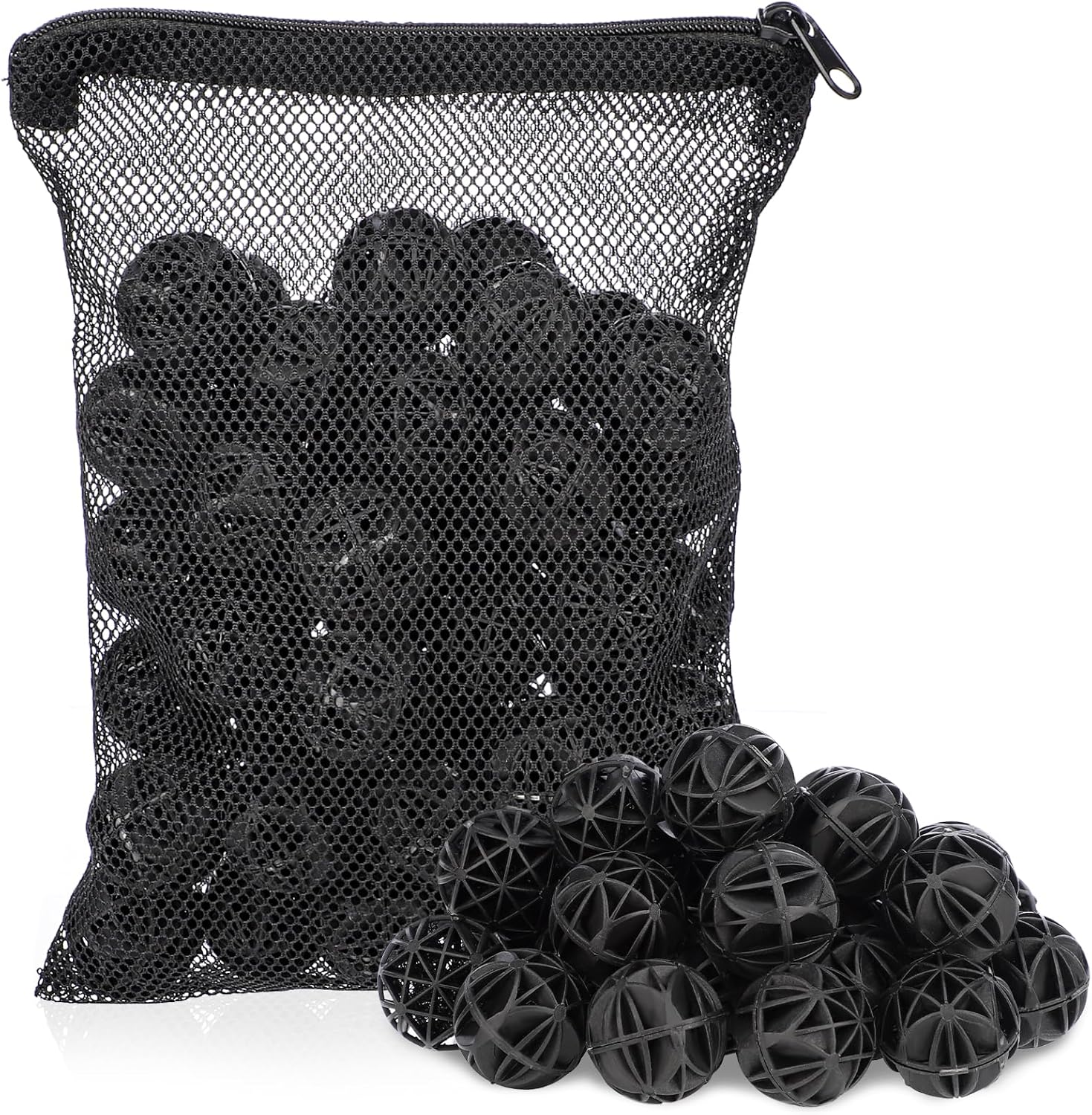 Segarty Aquarium Bio Balls, 1 inch Koi Pond Filter Media Bio Ball with Sponge for Aquarium Filter Canister Filter Biological Filtration for Freshwater Marine Fish Tank Sump (50 PCS with Mesh Bag)