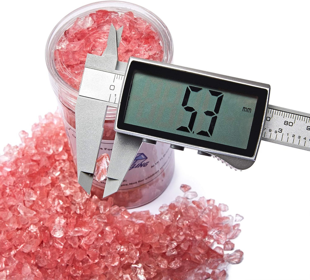 TWINKLING High Luster Fire Glass Gravel Stone Glitter,Broken Glass,Fire Gems Chips,Crushed Glass for Fire Pit Crafts Resin Art Aquarium Garden Decoration,3-6mm,1-Pound Jar (Watermelon Red)
