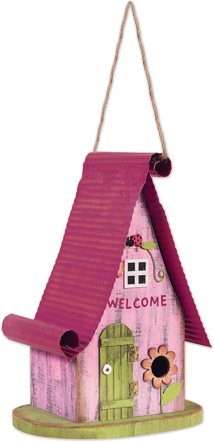 Sunset Vista Designs 93635 Gnome Collection Birdhouse, Hot Pink and Green