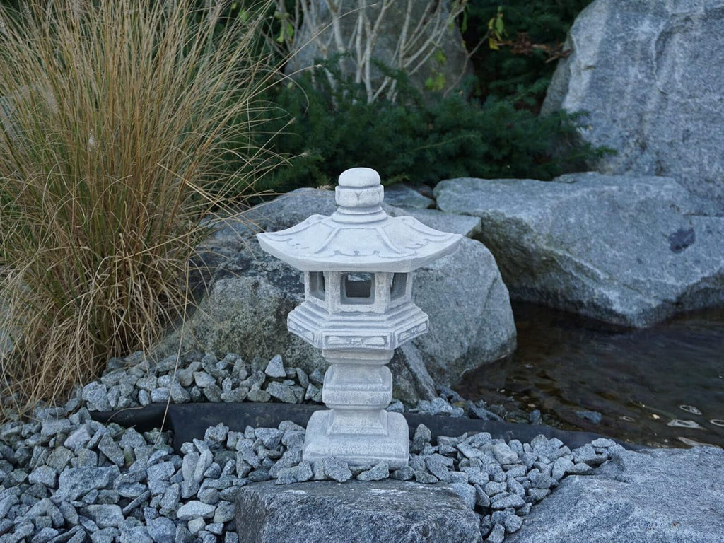 Garden Concrete Pagoda Oriental Latern Figurine Japanese Stone Pagoda Zen Garden Decoration Asian Outdoor Decor Gray