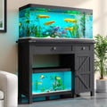 40 Gallon Fish Tank Stand with Power Outlets, Farmhouse Decorative Aquarium Stand Furniture with Adjustable Shelves and Storage Drawer, 30-40 Gallon Reptile Turtle Tank Stand(Black, 30-40GL)