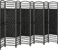 HOMCOM 8 Panel Room Divider, Folding Privacy Screen, 5.6' Room Separator, Wave Fiber Freestanding Partition Wall Divider, Black