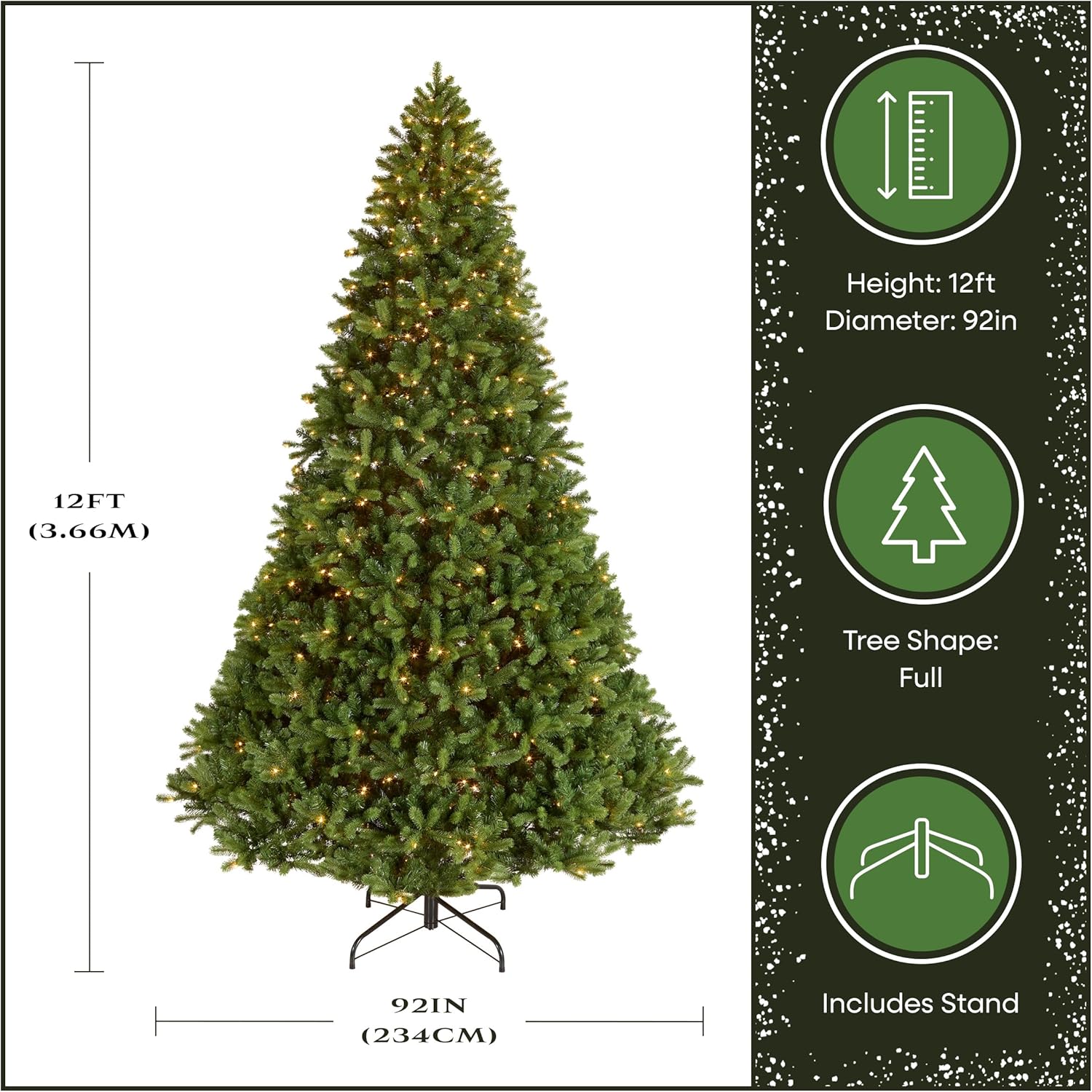 National Tree Company Pre-Lit 'Feel Real' Artificial Giant Full Downswept Christmas Tree, Green, Douglas Fir, White Lights, Includes Stand, 12 feet