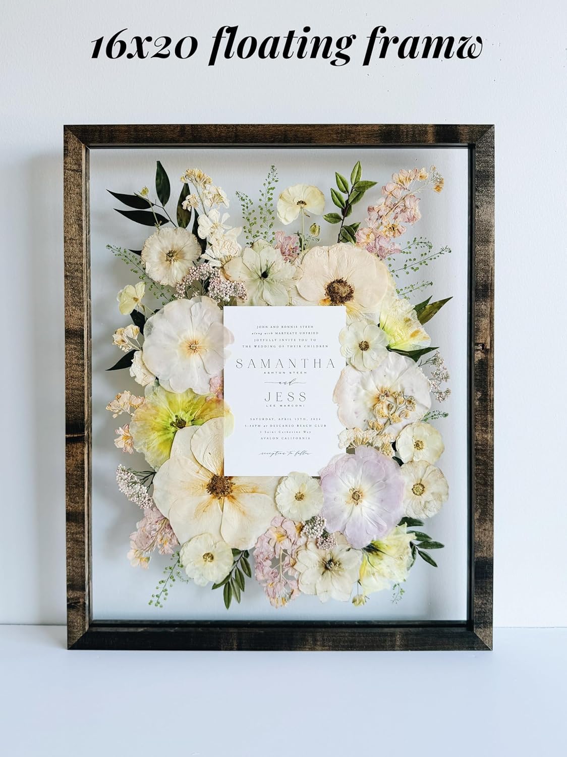 Teak Wood 16x20 Floating Picture Frames 16x20 Floating Frame For Wedding Floater Double Real Glass Pressed Flower Shadow Box Frame 20x16