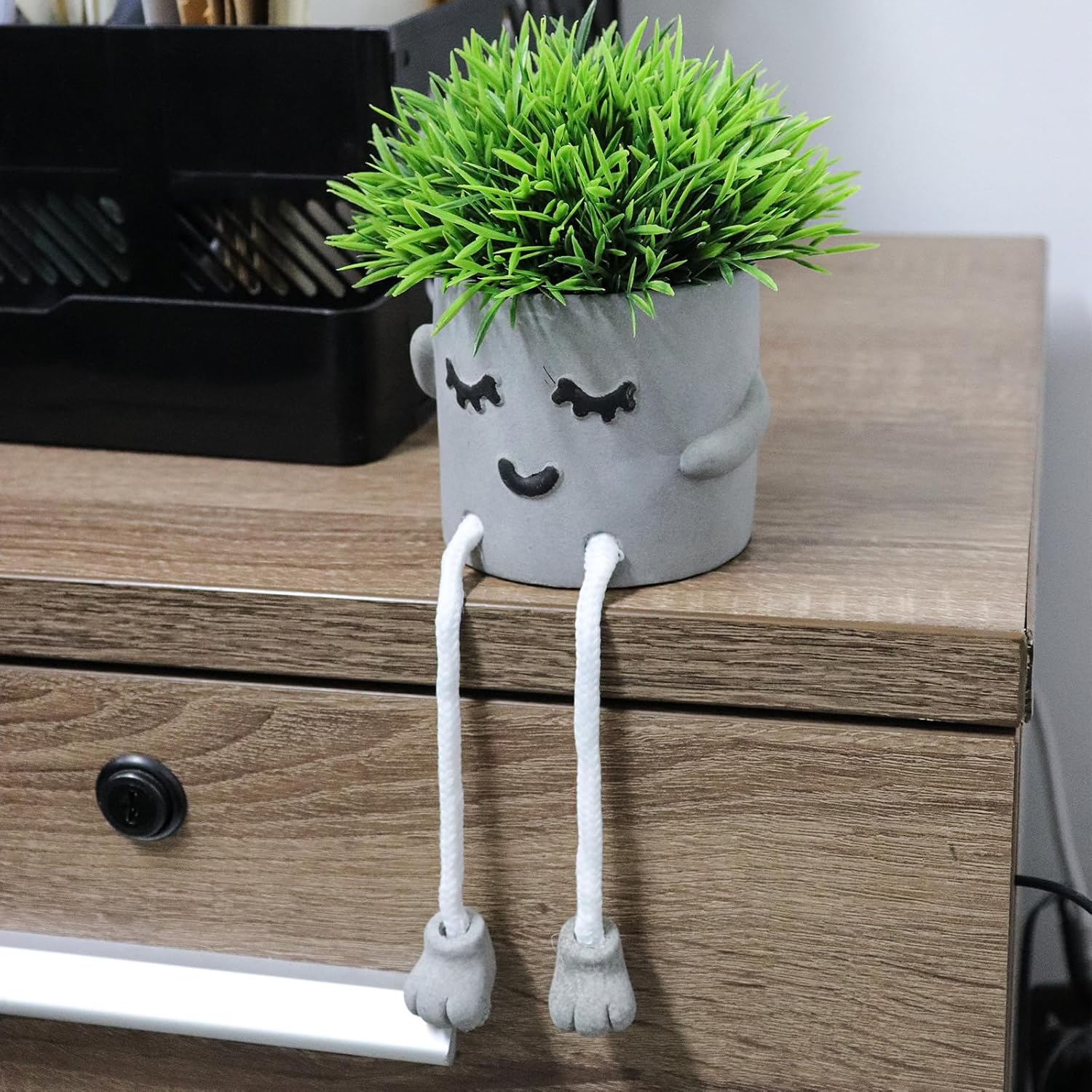 MAKHOT Set of 2 Artificial Succulent Plants in Pots, Fake Plant Faux Succulents Office Desk Decor, Mini Potted Succulents Coffee Table Decor for Women, Cute Decorations for Work Office SmallPlant