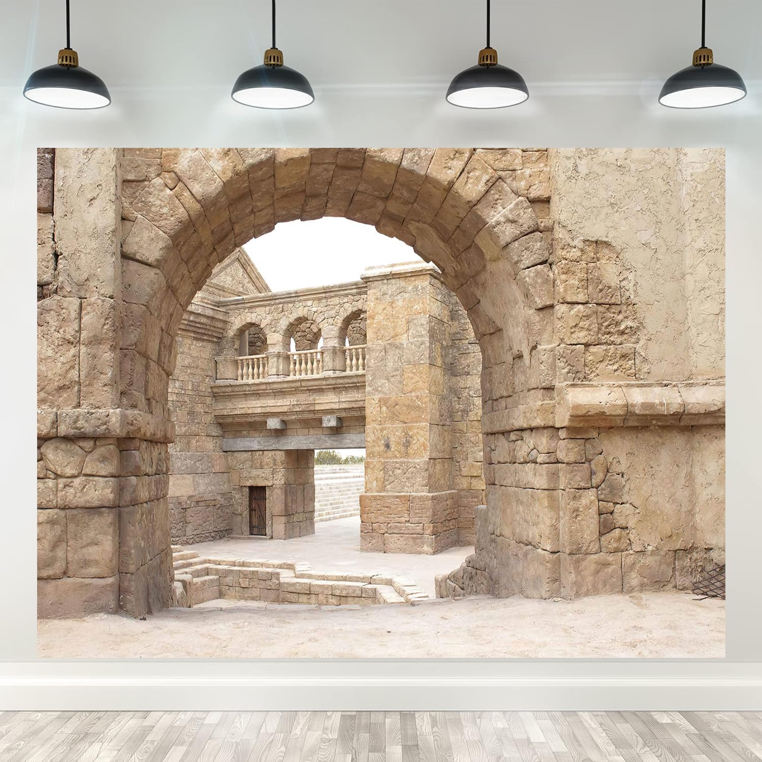Ancient Jerusalem Buildings Backdrop Old City Israel Holy City Background Roman Church Photography Backdrop Photo Booth Studio Props, 12x8FT