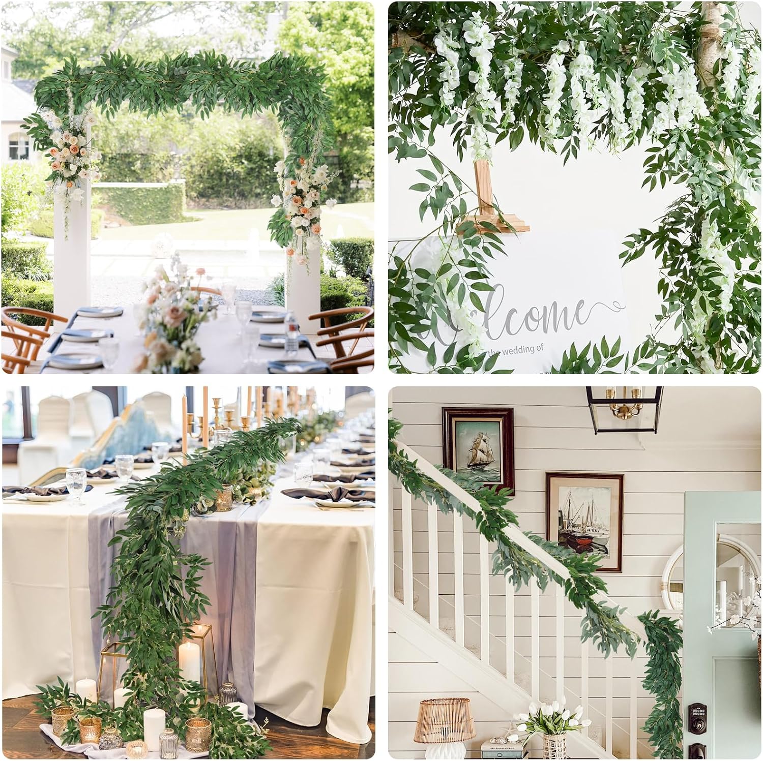 RECUTMS Artificial Willow Leaves Vine Twigs 2Pcs 6Ft Fake Hanging Plant Silk Willows Leaf Ivy Garland Faux Italian Ruscus Greenery Indoor Outdoor Wedding Arch Jungle Beach Birthday Party Garden Decor