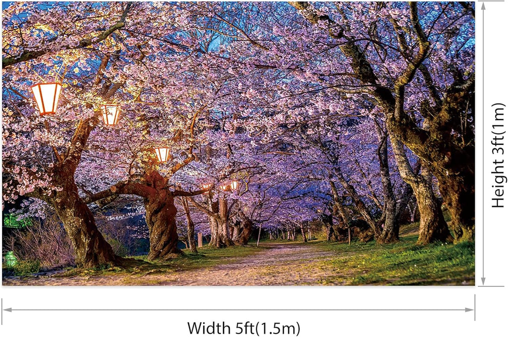 AOFOTO Pink Cherry Blossom Forest Photo Backdrop Spring Outdoor Parks Flower Photography Background Wedding Bridal Shower Reception Decor Banner Adults Kids Portrait Studio Photo Props 5x3ft