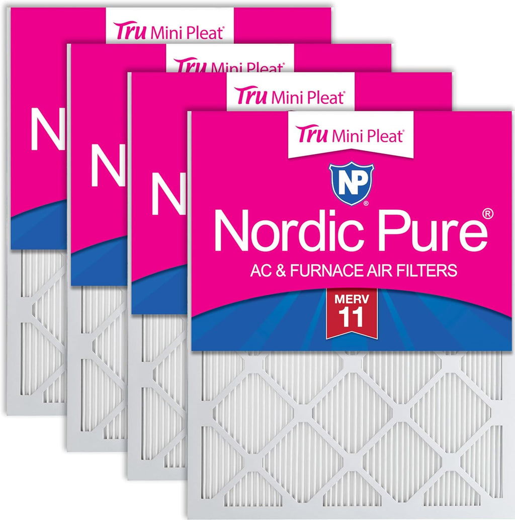 Nordic Pure 20x25x1 (Actual Size: 19 1/2 x 24 1/2 x 3/4) Tru Mini Pleat MERV 11 AC Furnace Air Filters – 2.5X More Media for Extended Durability & Superior Filtration - 4 Pack