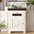 10-15 Gallon Fish Tank Stand with Power Outlets, Aquarium Stand with Storage Cabinet and Drawer for Fish Tank, Reptile Terrarium, 198LBS Capacity, Beige & Brown