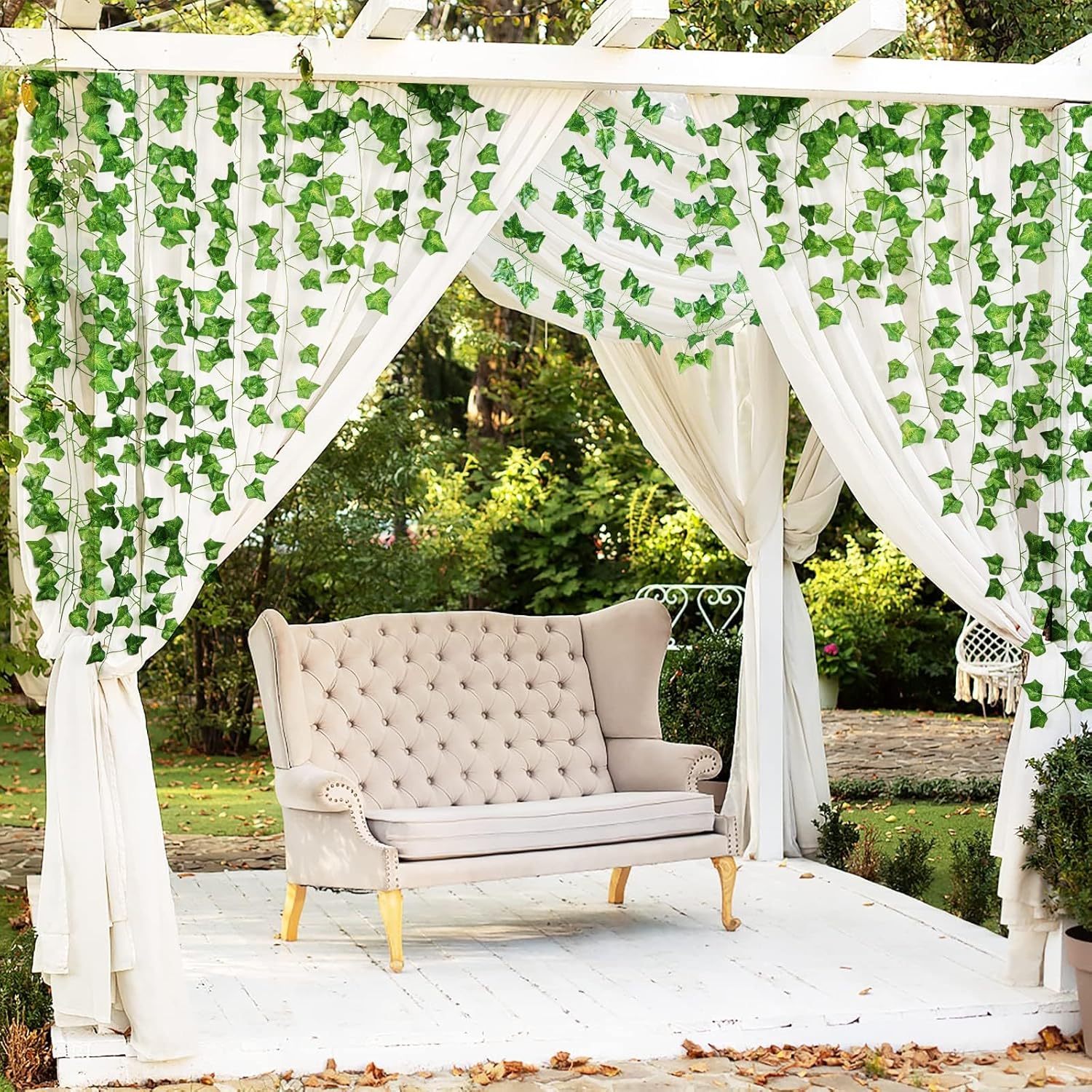 24 Pack 172 FT Artificial Ivy Garland Greenery Outdoor Faux Plants Leaf Garland Fake Vines for Bedroom Aesthetic Home Garden Office Wedding Wall Decor