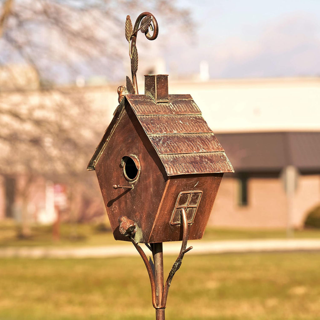 Copper Colored Fancy Design Birdhouse Garden Stakes (Set of All 4 (1 of Each))