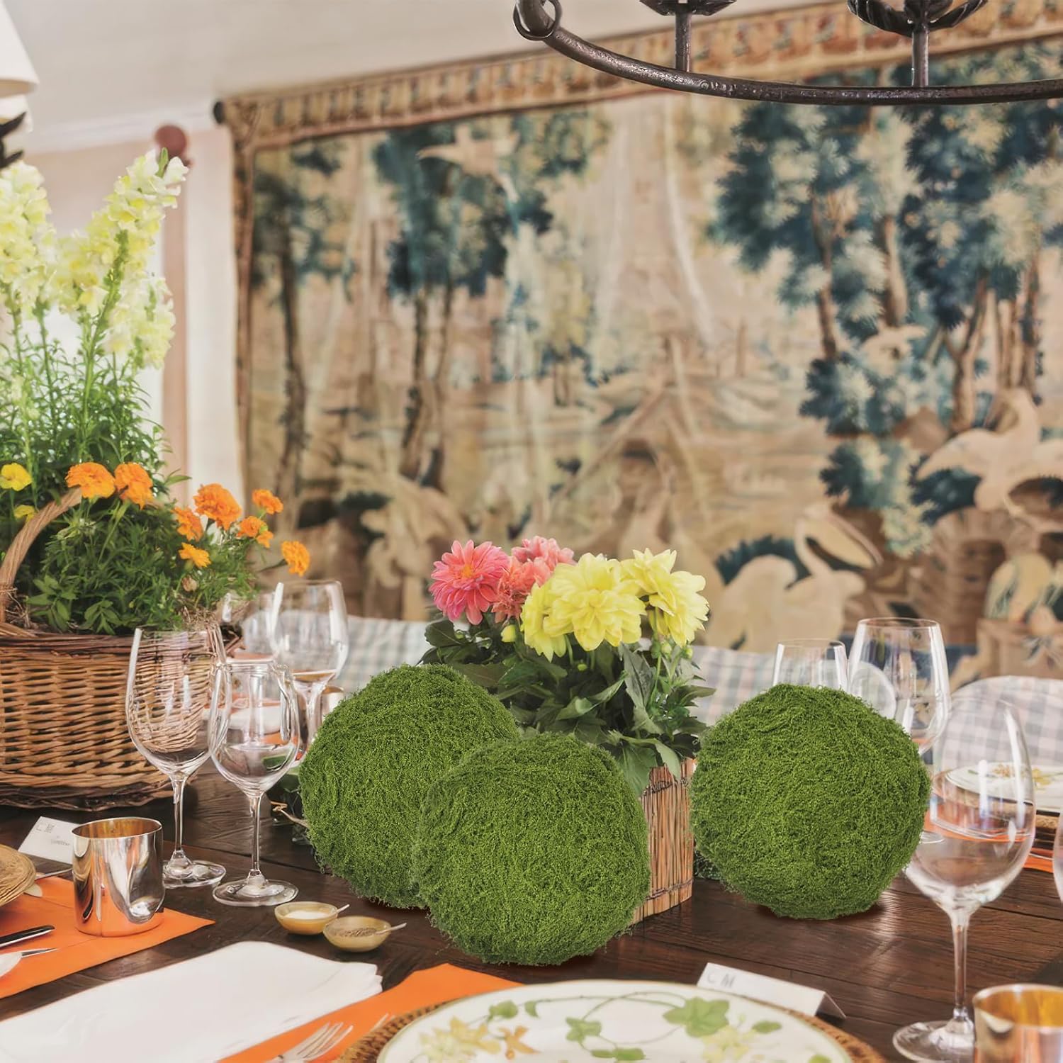 Fake Moss Balls Decorative Faux Moss Balls 8" Artificial Balls for Outdoors Large Green Hanging Balls Bowl Fillers for Centerpiece Balls Home Party Wedding Decor