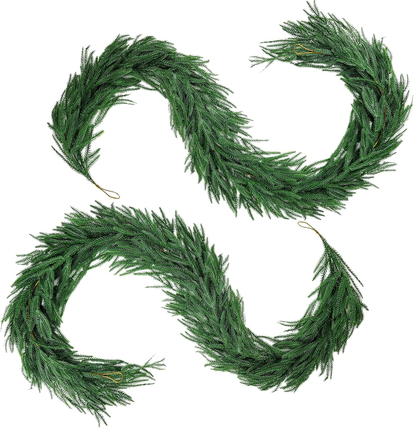 6FT Christmas Garland,Flexible Greenery Artificial Norfolk Pine Garland for Fireplace Mantel Staircase Front Door Table Centerpiece, Indoor Outdoor Holiday Decor with Realistic Pine Needles (2)