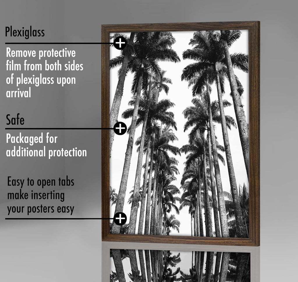 Americanflat 22x28 Poster Frame with Polished Plexiglass - Wide Picture Frames Made of Engineered Wood for Vertical or Horizontal Wall Display - Epic Collection - Mahogany