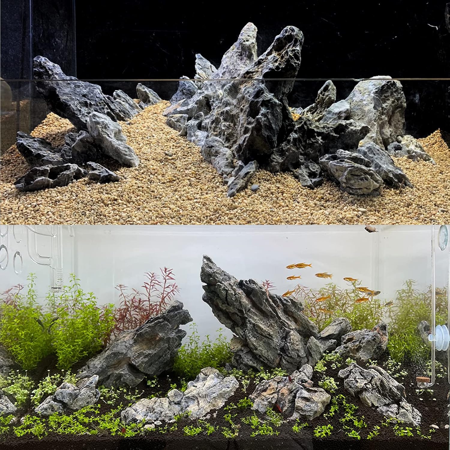 KINGRUI Aquarium Rocks Seiryu Rock Stone 44lb Dragon Stone for Aquarium Landscaping Models Fish Tank Decoration Reptile and Amphibian enclosures 3 to 9 inch