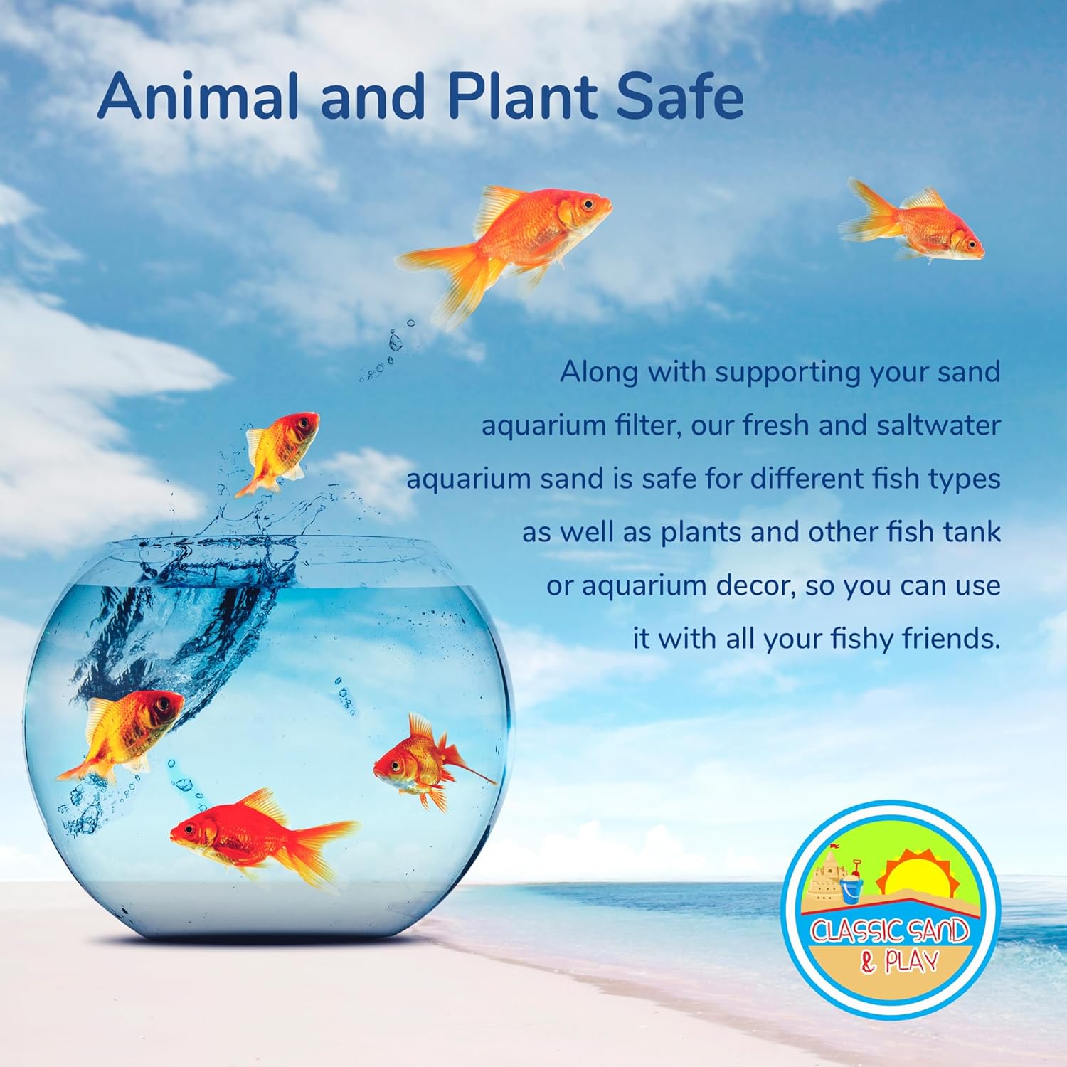 CLASSIC SAND & PLAY Natural Aquarium Sand for Freshwater and Saltwater Tanks, 40 lb. Bag, Improves Filter Life and Filtration Process, Pre-Washed Fine Sand, Black