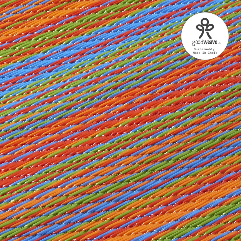 Fab Habitat Outdoor Rug - Waterproof, Fade Resistant, Crease-Free - Premium Recycled Plastic - Striped - Patio, Porch, Deck, Balcony - Cancun - Multicolor - 5 x 8 ft