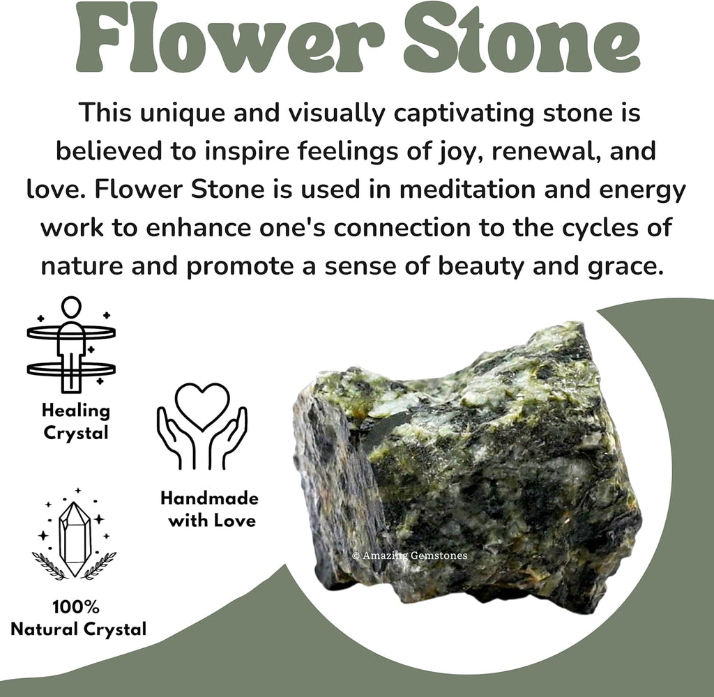 Amazing Gemstone Flower Stone Raw Crystals and Healing Stones, Natural Rocks for Tumbling - DIY Raw Stones and Crystals, 2 Pieces