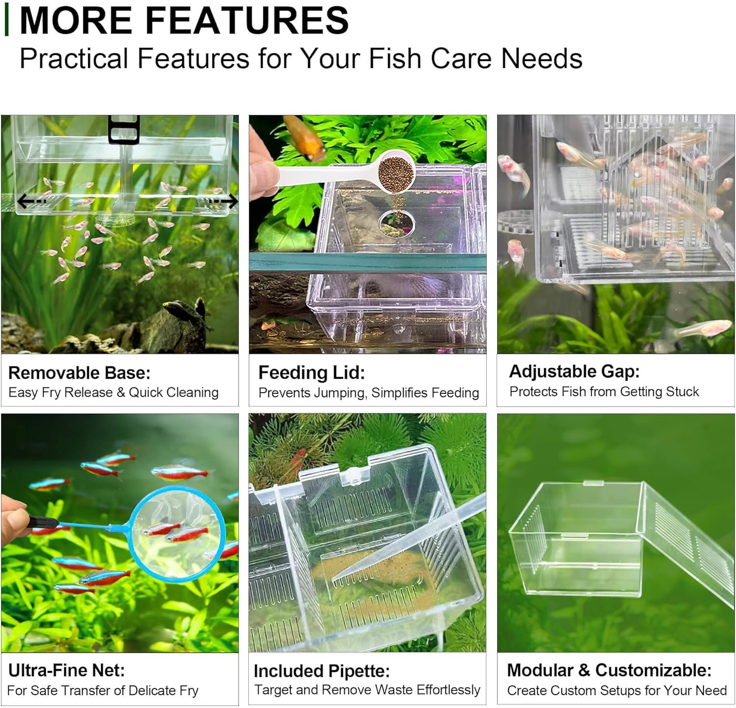 Dual-Chamber Aquarium Fish Breeder & Isolation Box, Transparent Hatching Incubator Tank with Suction Cups & Hook, Nursery for Livebearer Guppy Fry Breeding and Betta Fish, Shrimp Quarantine