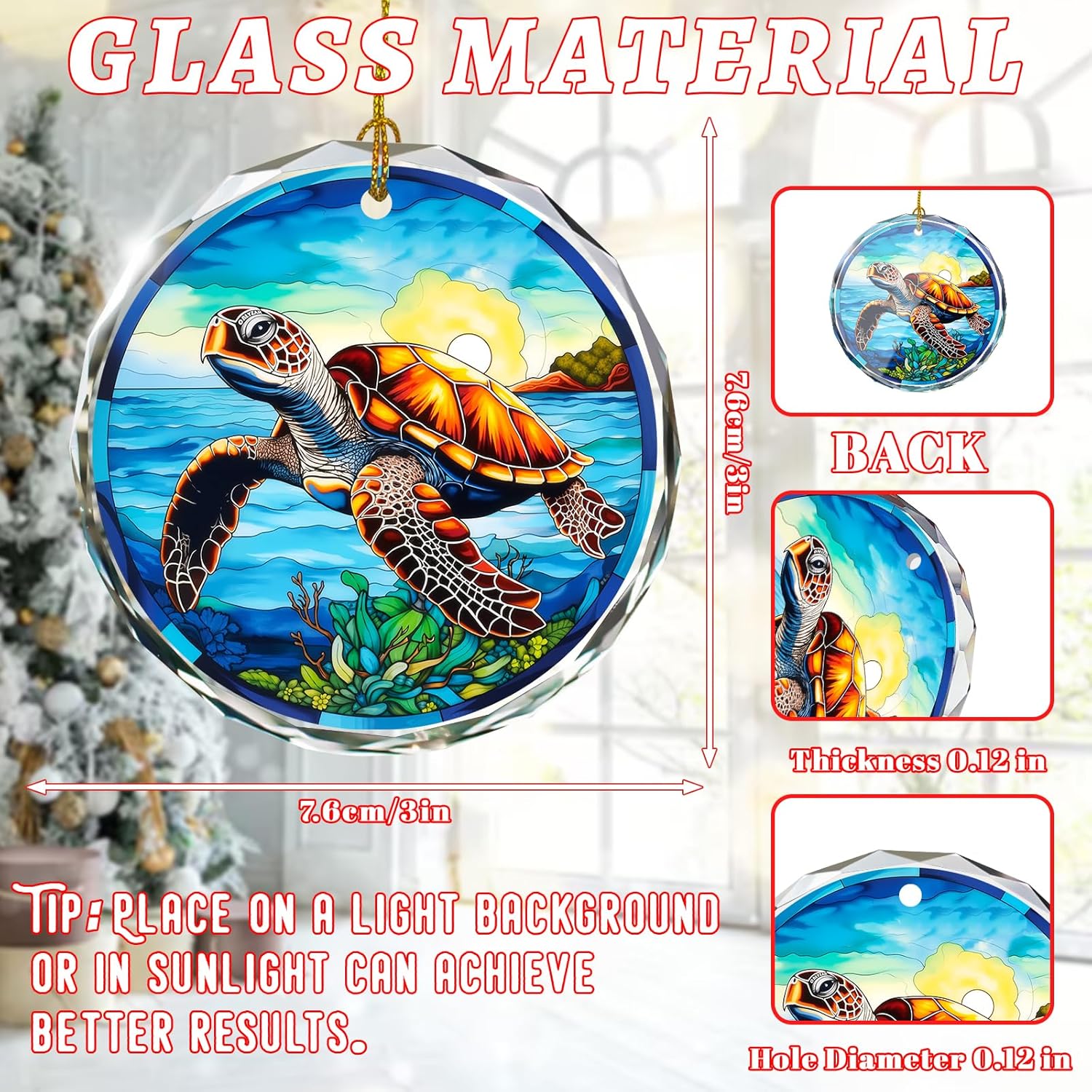 Stained Glass Sea Turtle Ornament - Christmas Tree Decor, Gift Exchange Present