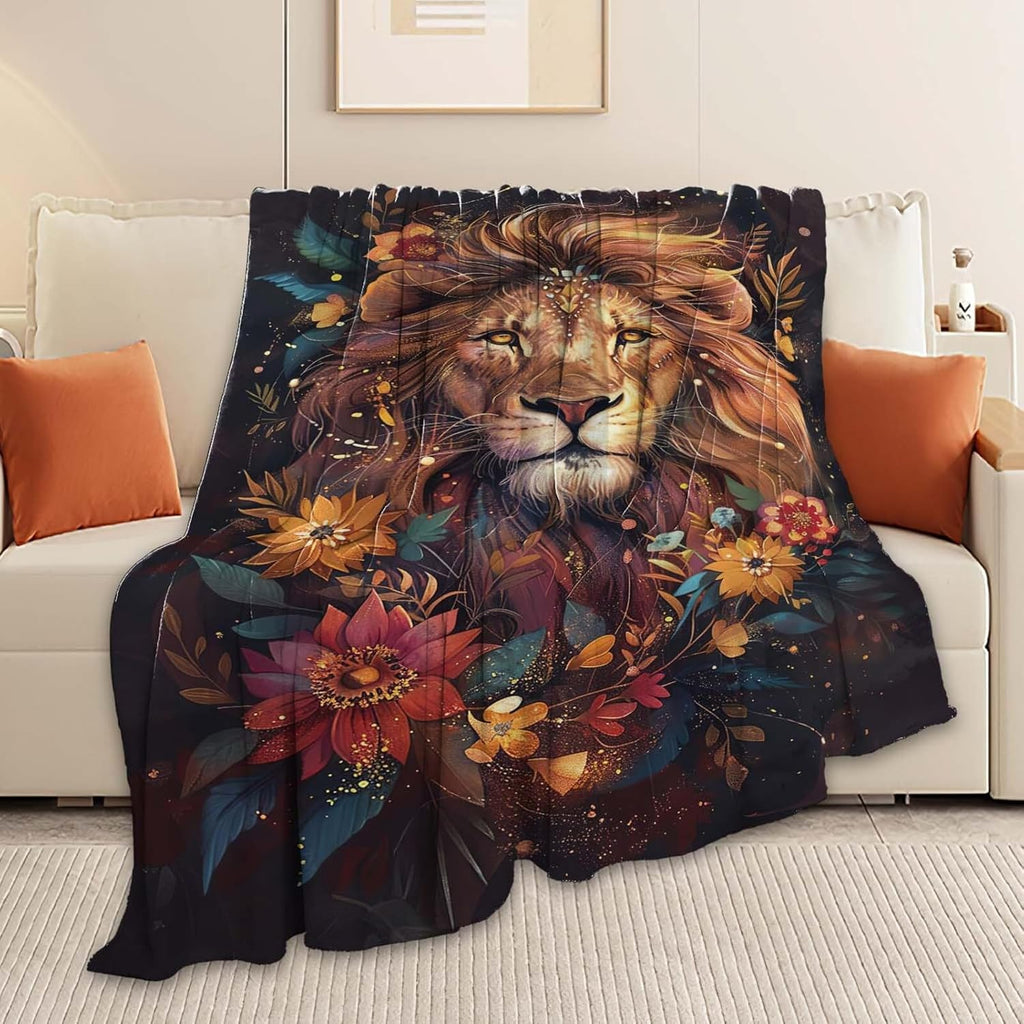 Lion Throw Blanket Lion Stuff Gifts for Kids Girls Boys Adults Women Man Soft Cozy Warm Plush Fluffy Fuzzy Fleece Blanket Decor 40''X50''