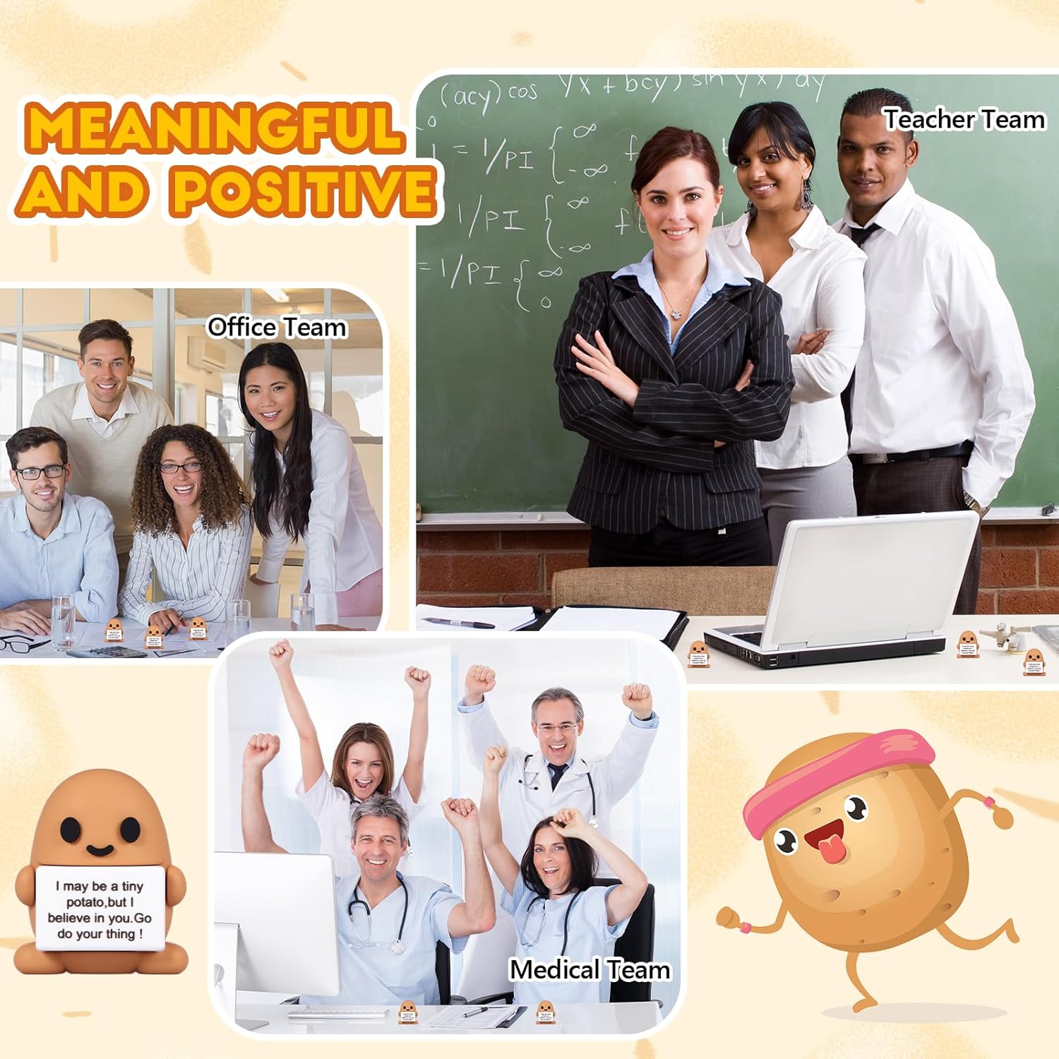 Gejoy 50 Pcs Mini Rubber Potato Toys Positive Gifts Potato Figures Decorations and Encouragement Birthday Motivational Gifts for Colleague Staff Teacher