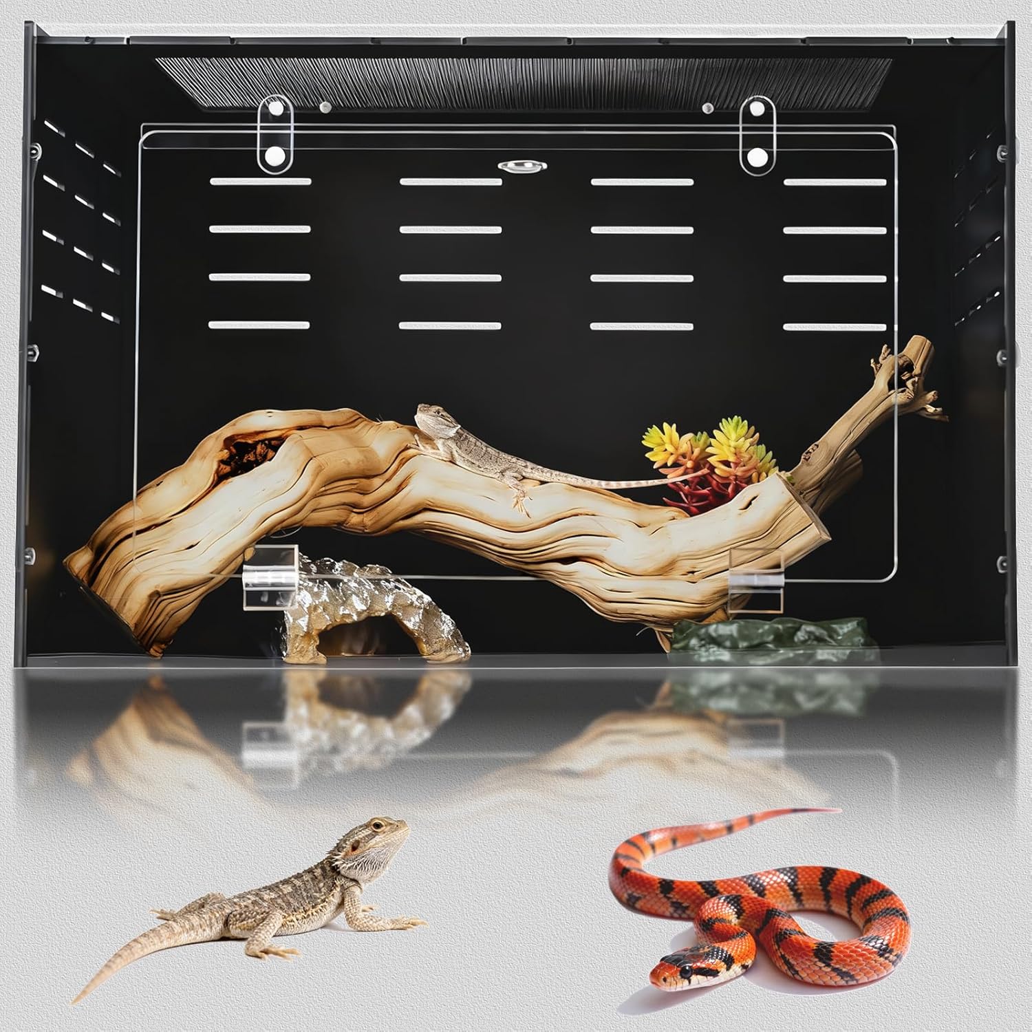 25 Gallon Reptile Tank 24"x16"x16" – PVC Reptile Enclosure Terrarium for Leopard Gecko, Ball Python, Bearded Dragon, and Snake Habitat Setup