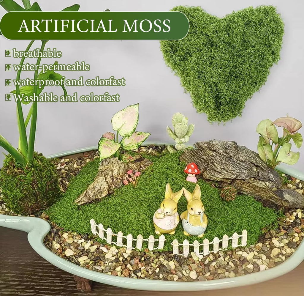 Fake Green Moss for Crafts.17.6OZ Decor Artificial Faux Moss for Potted Plants Indoor. Moss Preserved for DIY Decorative, Table, Centerpieces Decor, Fairy, Garden, Floral, Wedding