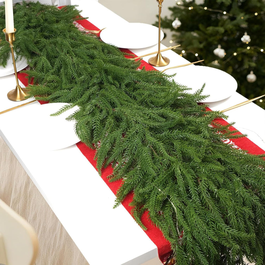 2 Pack Norfolk Pine Garlands 6FT Christmas Garland for Mantle Lush Realistic Artificial Greenery Garland for Fireplace, Stair, Wall, Table Centerpieces, Home Christmas Decor
